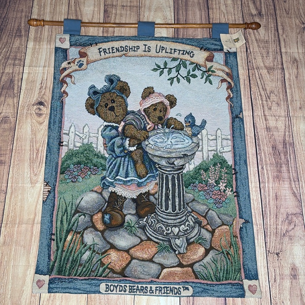 BOYDS BEARS AND FRIENDS Tapestry Wall Hanging Friendship Is Uplifting